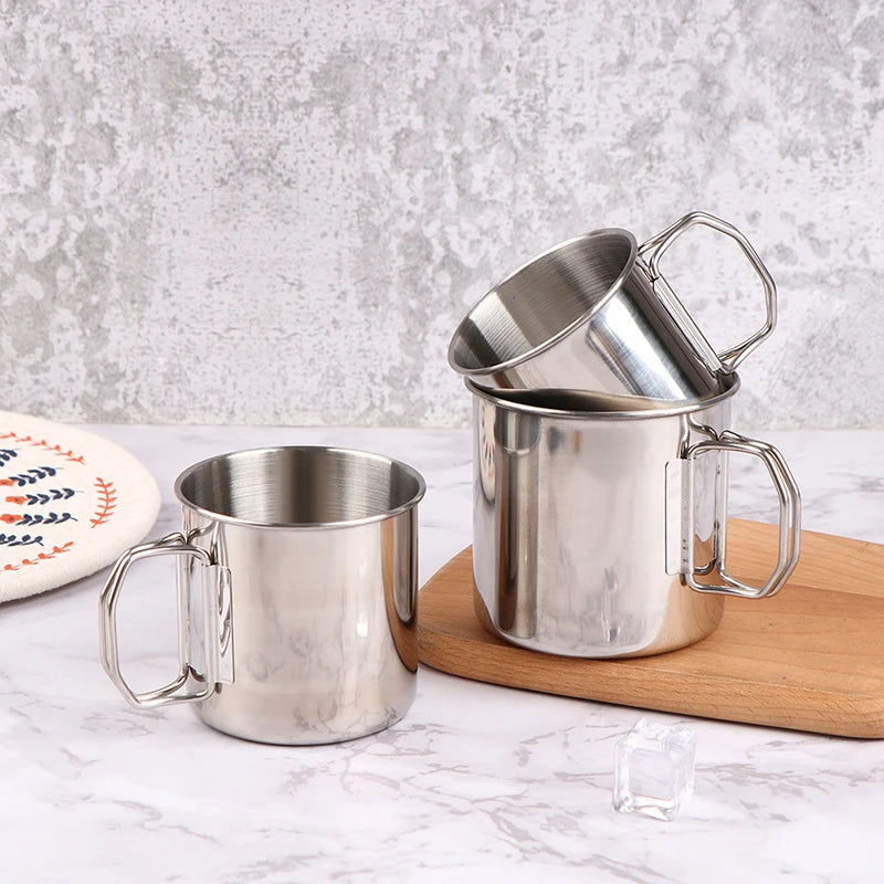 Stainless Steel Carabiner Camping Cup – Folding Handle Mug - AureliaAdventure