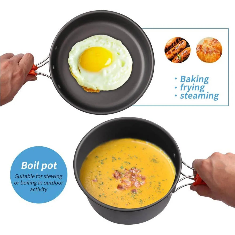 Camping Cooking set Non-stick pots - AureliaAdventure