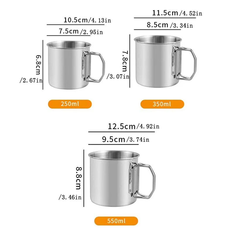 Stainless Steel Carabiner Camping Cup – Folding Handle Mug - AureliaAdventure