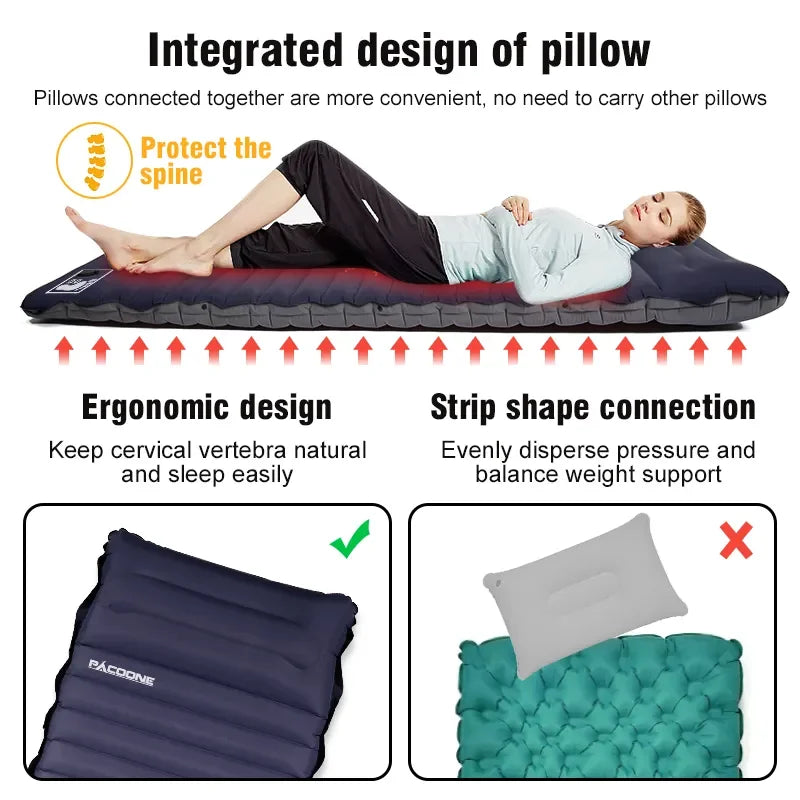 Ultralight Self-Inflating Camping Mattress – Thick Outdoor Sleeping Pad with Built-In Pump - AureliaAdventure