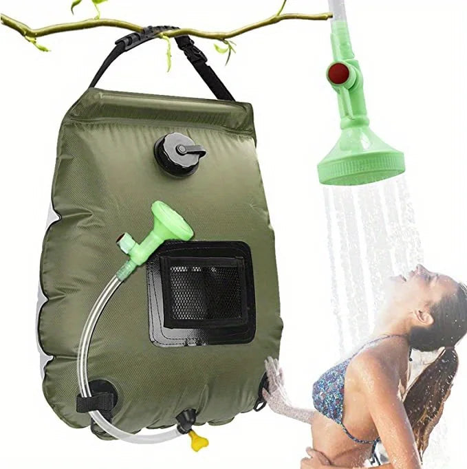 5-Gallon Solar Camping Shower Bag – Portable Heated Outdoor Shower for Travel & Hiking - AureliaAdventure