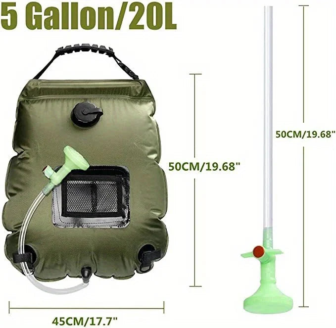 5-Gallon Solar Camping Shower Bag – Portable Heated Outdoor Shower for Travel & Hiking - AureliaAdventure