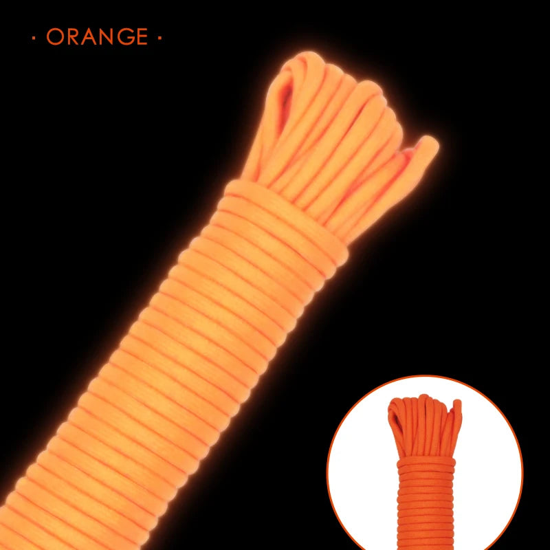 30m Glow-in-the-Dark Paracord – 4mm 9-Strand Core Outdoor Survival Rope for Camping, Tents & Safety Use - AureliaAdventure