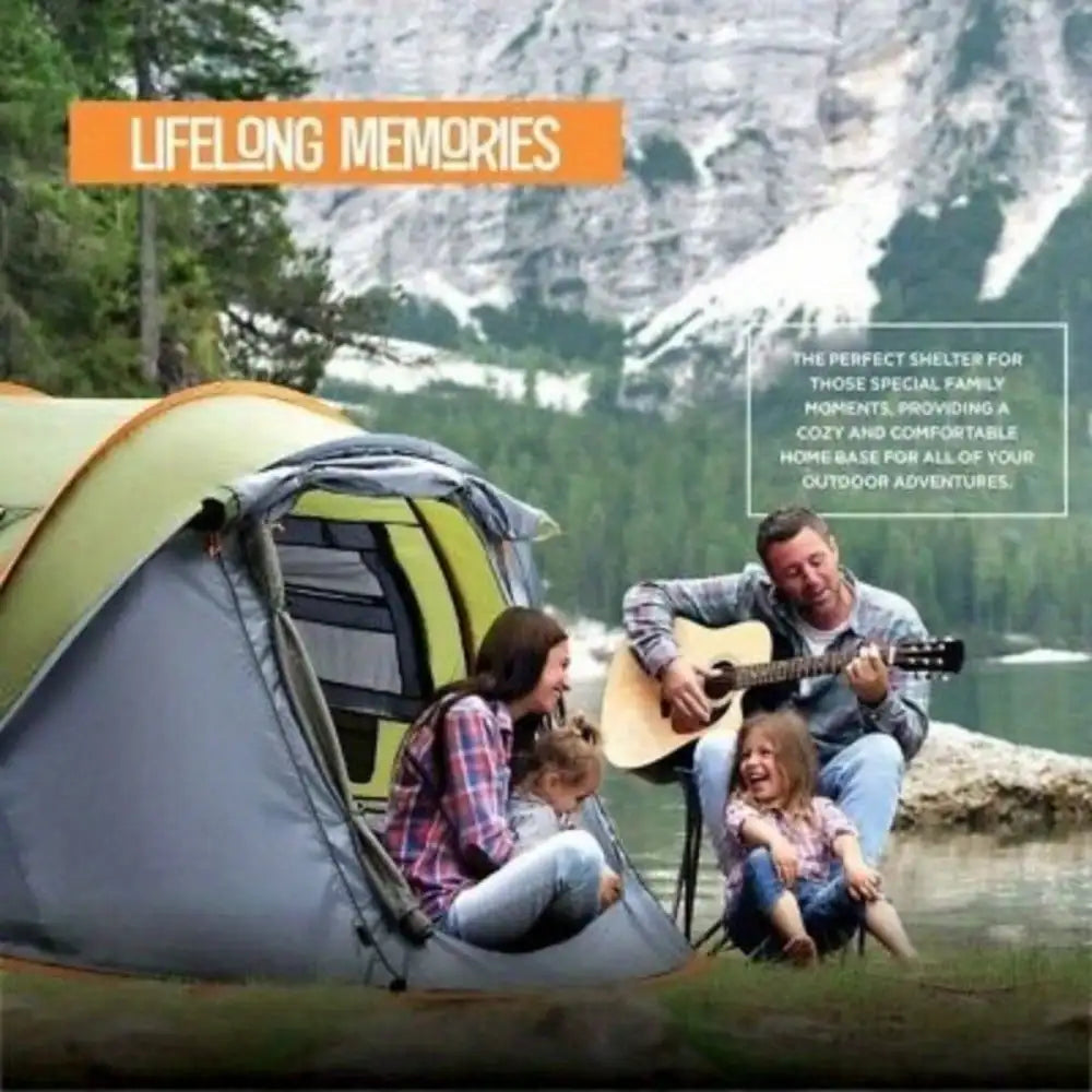 4-Person Pop-Up Camping Tent – Waterproof & UPF 50+ with Dual Doors - AureliaAdventure