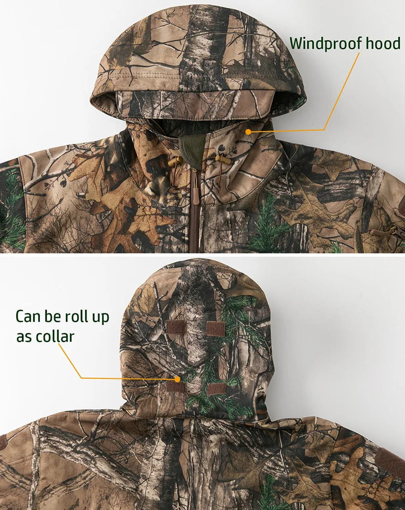 Men's Silent Soft Shell Camouflage Jacket - AureliaAdventure