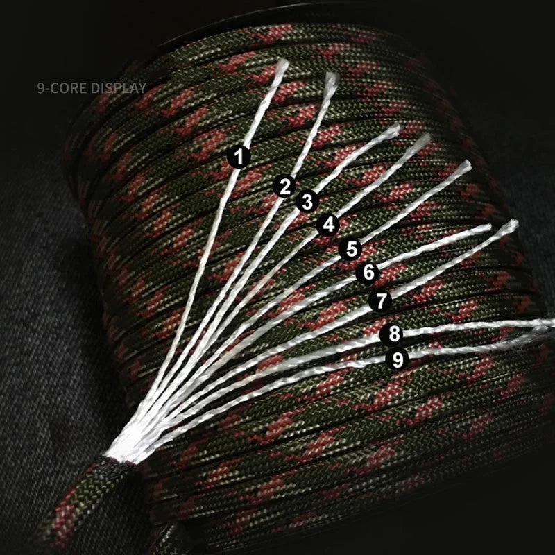 9-Core 650lb Paracord – 4mm Tactical Survival Rope for Lanyards, Bracelets, Dog Collars & Outdoor Gear (5/15/31m) - AureliaAdventure