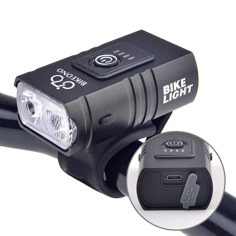 1000LM Bike Headlight T6 Bicycle Flashlight LED USB Rechargeable Torch Aluminum Alloy Cycling High Beam Low Accessories - AureliaAdventure