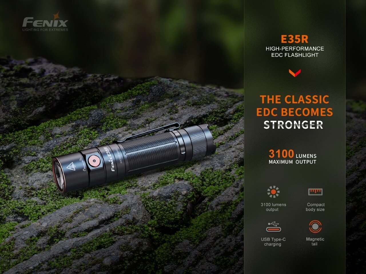 Fenix E35R High-Performance Rechargeable LED Flashlight - AureliaAdventure