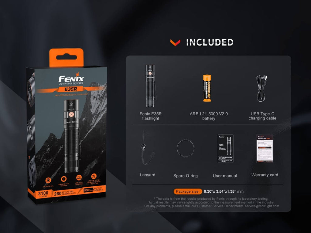 Fenix E35R High-Performance Rechargeable LED Flashlight - AureliaAdventure