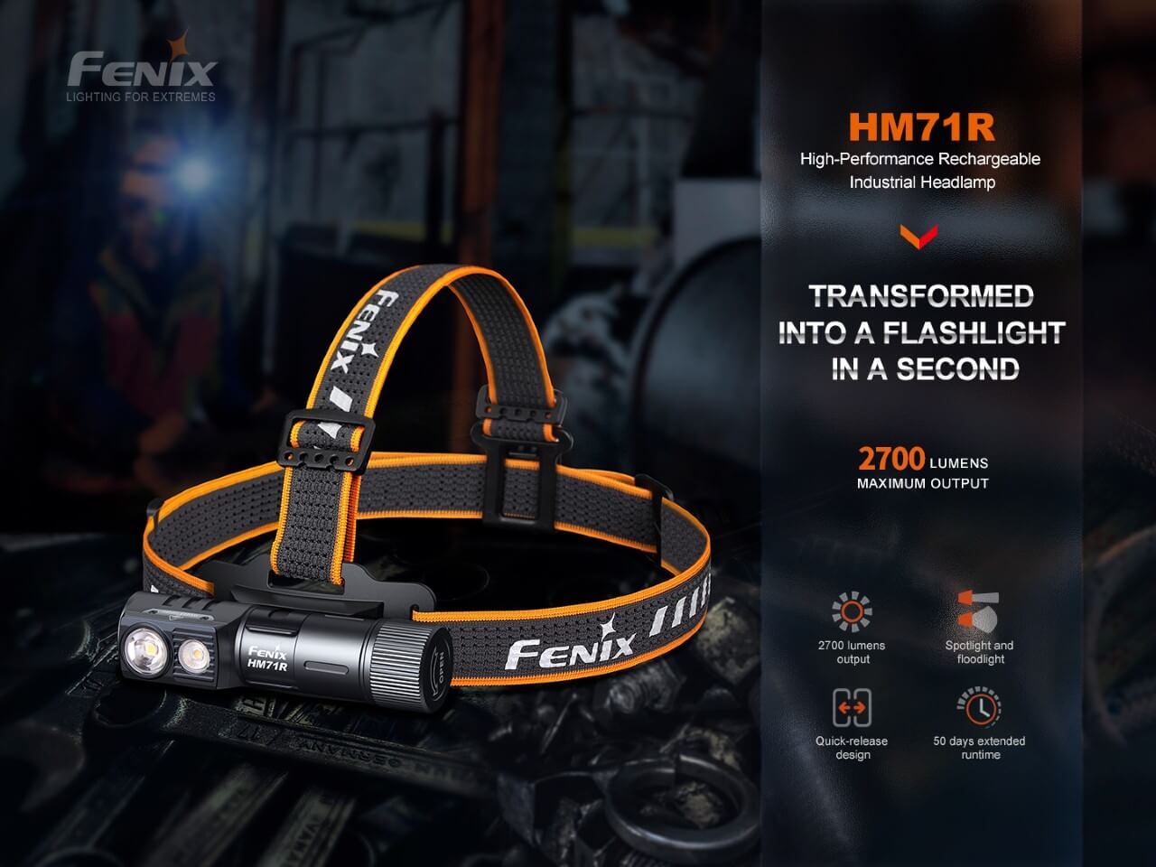 Fenix HM71R Rechargeable Industrial LED Headlamp - AureliaAdventure