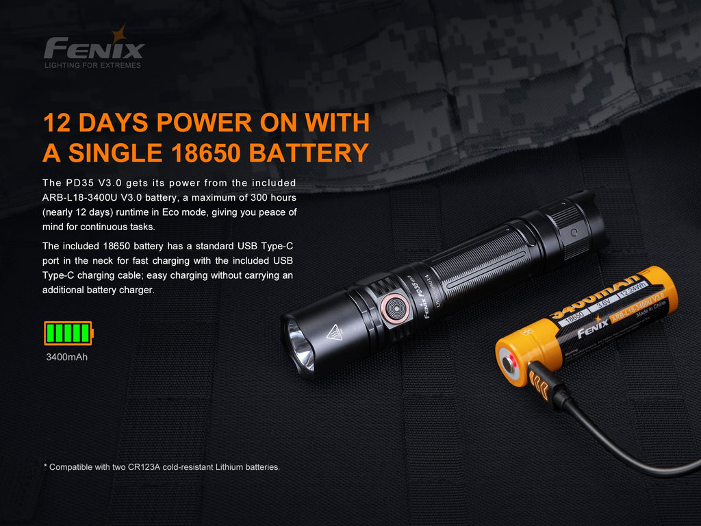 Fenix PD35 V3.0 Everyday Carry Flashlight - 1700 Lumens - AureliaAdventure