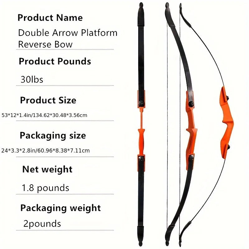 30lbs Recurve Training Bow – Ambidextrous Design with Double Arrow Rest - AureliaAdventure