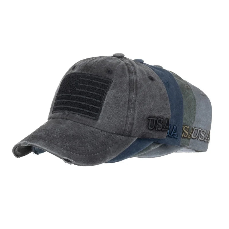 USA Distressed Outdoor Hat – Vintage Flag Cap for Hiking, Fishing & Everyday Wear - AureliaAdventure