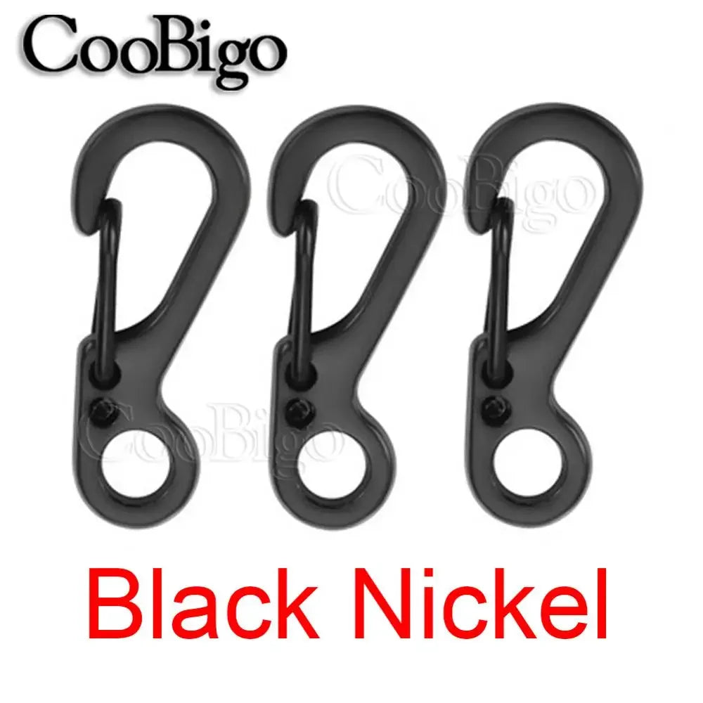 5-Pack Metal Snap Hook Clips – Spring Buckle Carabiners for Keychains, Paracord, Camping & DIY Gear - AureliaAdventure