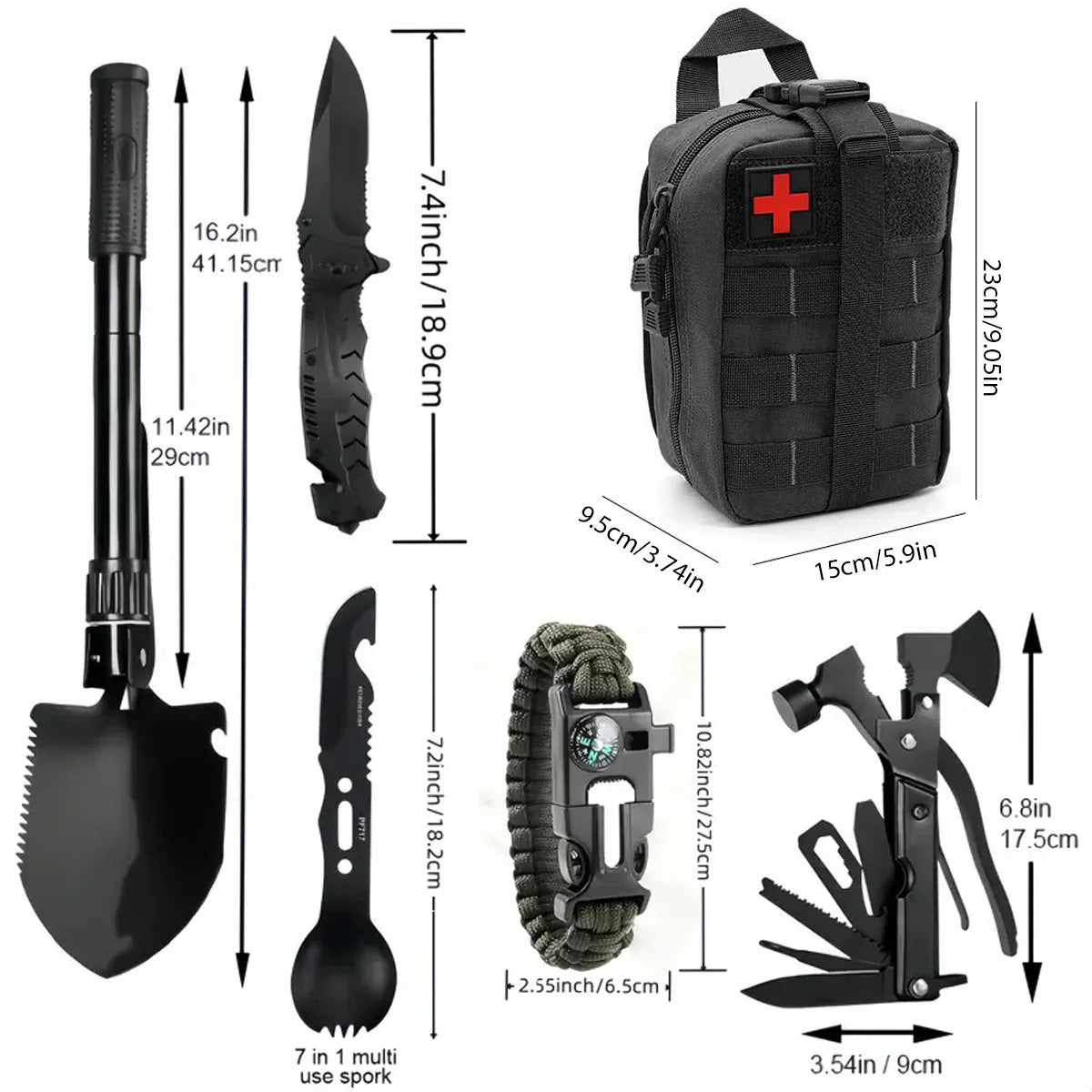 Outdoor Survival Kit – 15-in-1 Emergency Camping & First Aid Tool Set - AureliaAdventure