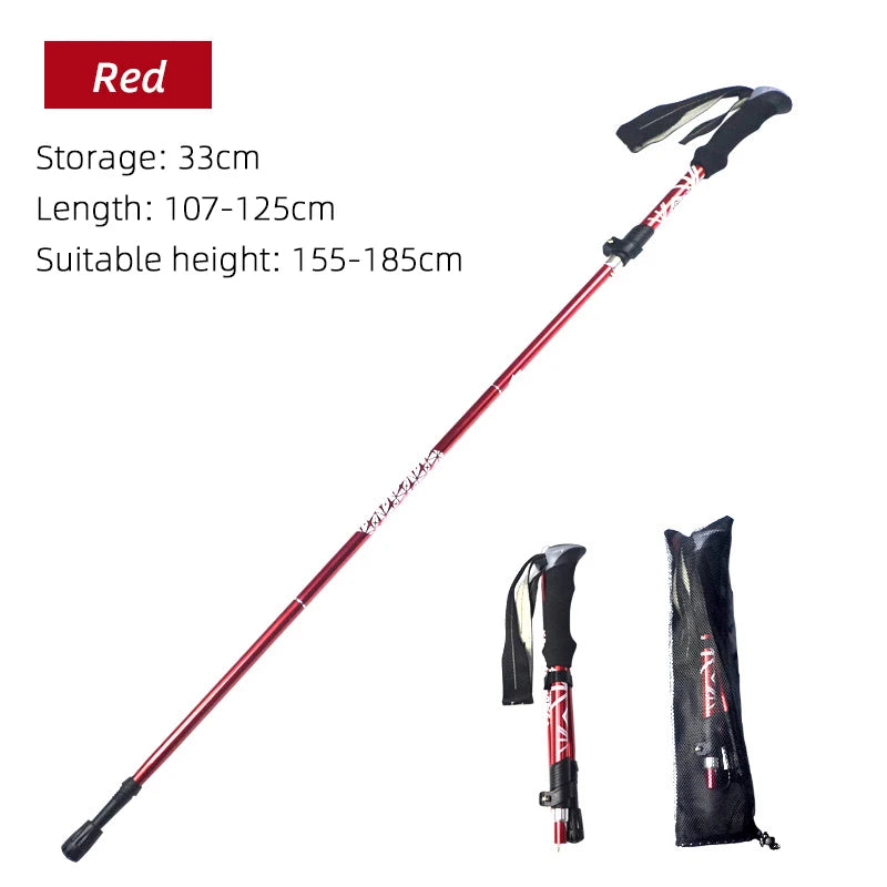 5-Section Foldable Trekking Pole – Lightweight Telescopic Hiking Stick for Camping & Travel (1 PC) - AureliaAdventure