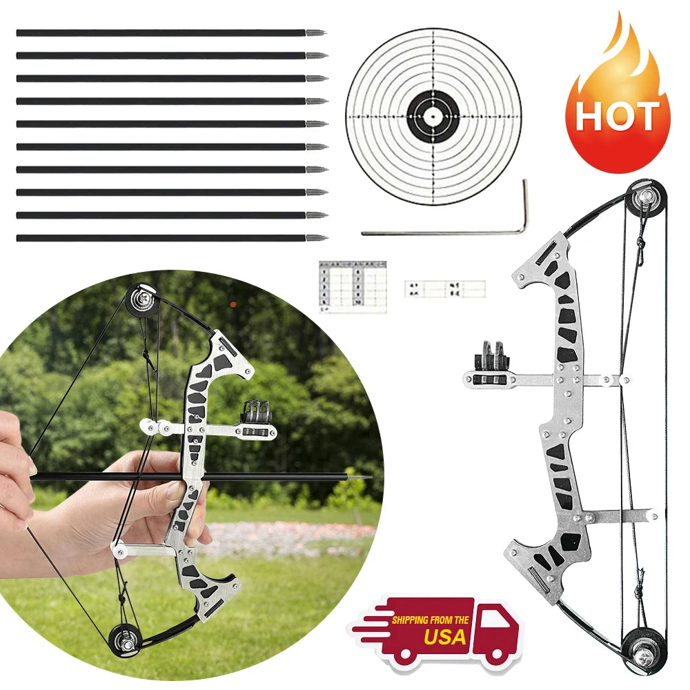 Mini Compound Bow Kit – Archery Practice Set with Arrows & Target - AureliaAdventure