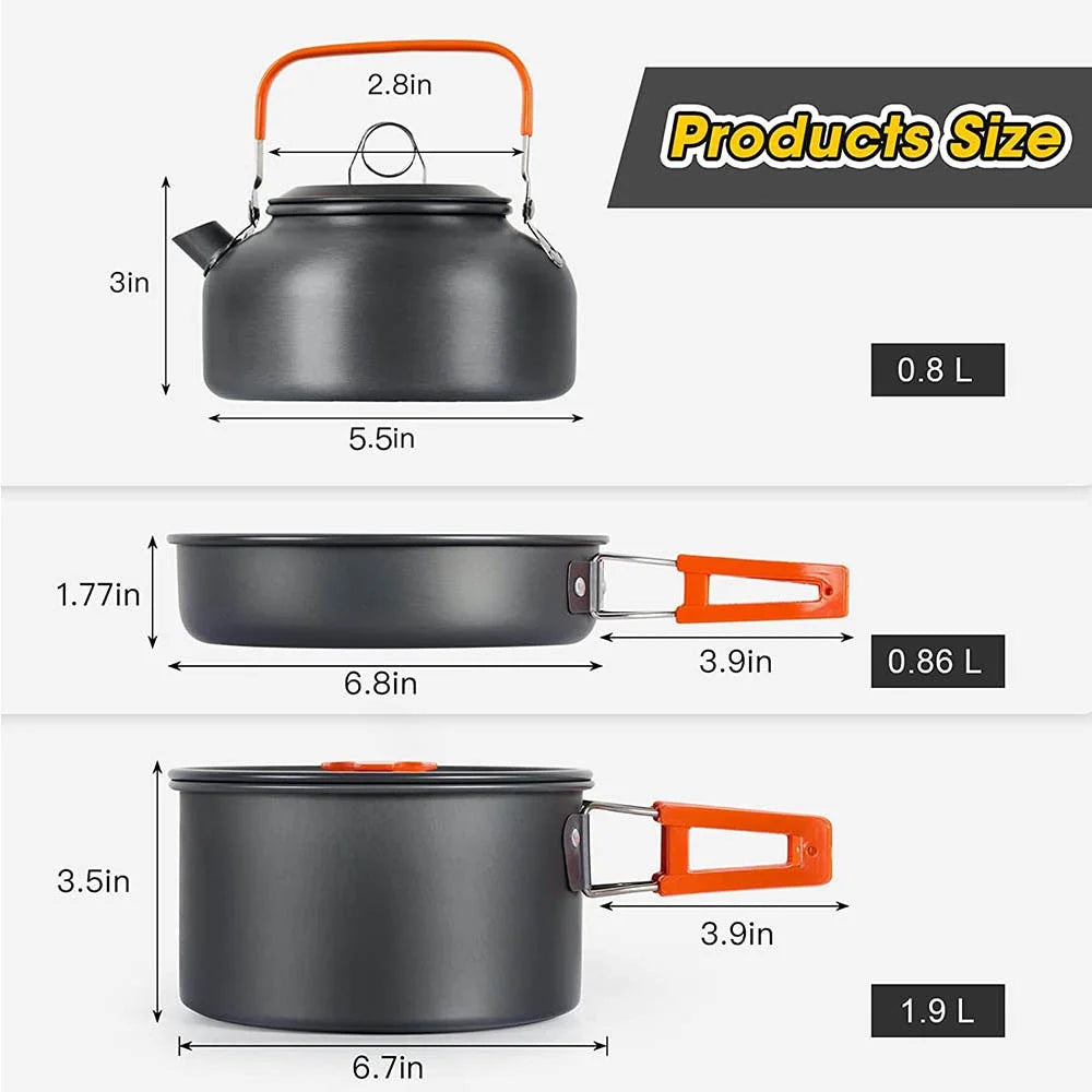 Camping Cooking set Non-stick pots - AureliaAdventure