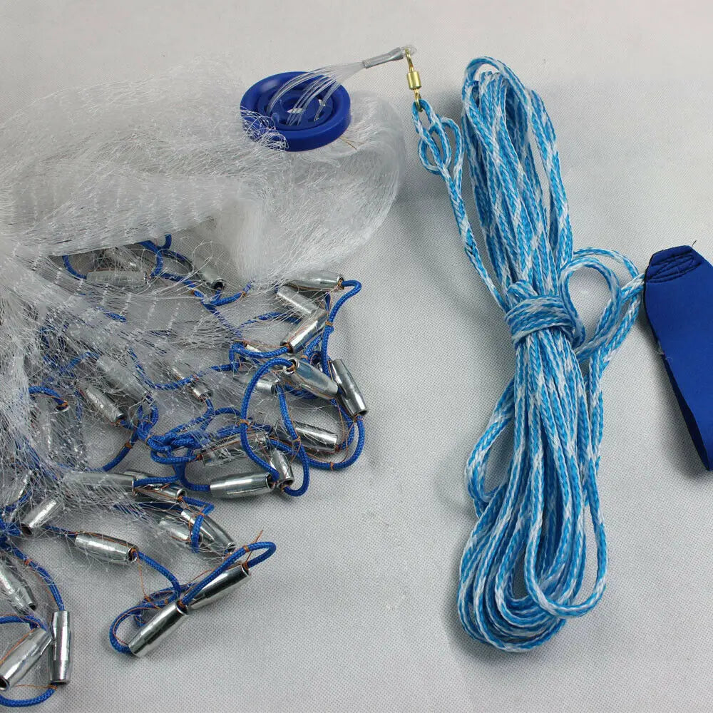 14ft Hand Cast Fishing Net – 4.2M Full Spread with Hollow Sinkers & Dense Mesh - AureliaAdventure