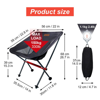 PACOONE Ultralight Folding Moon Chair – Portable Detachable Camping Seat for Travel, Fishing, Hiking & Beach - AureliaAdventure