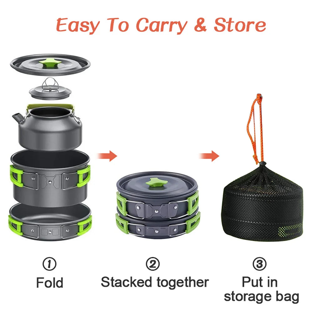 Camping Cooking set Non-stick pots - AureliaAdventure