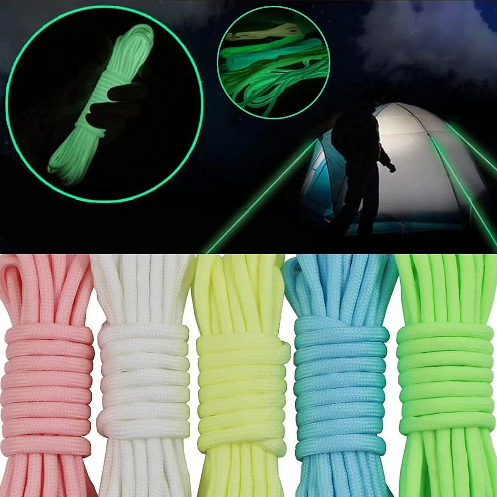 9-Core Glow-in-the-Dark Paracord – 550lb 4mm Luminous Survival Rope for Camping, Lanyards & Outdoor Use - AureliaAdventure