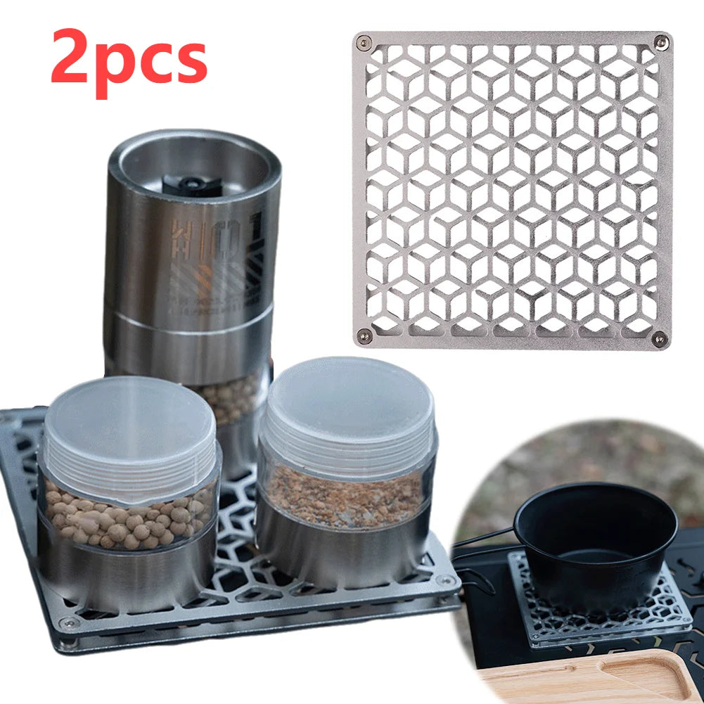 Aluminum Camping Heat-Resistant Mat – Double Layer Coaster for Hot Pots & Dishes - AureliaAdventure