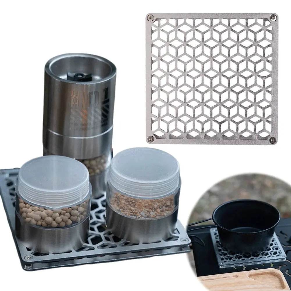 Aluminum Camping Heat-Resistant Mat – Double Layer Coaster for Hot Pots & Dishes - AureliaAdventure
