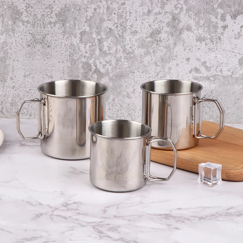 Stainless Steel Carabiner Camping Cup – Folding Handle Mug - AureliaAdventure