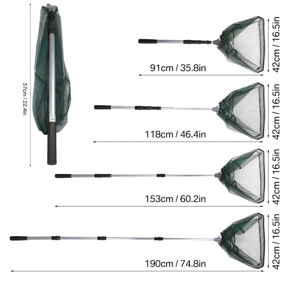 Telescopic Folding Landing Net – Extendable Fishing Net for Fly, Carp & Sea Fishing - AureliaAdventure
