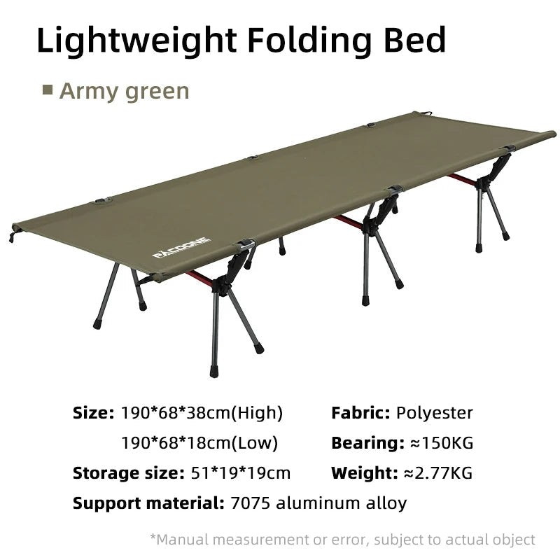 PACOONE Folding Camping Cot – Portable Outdoor Bed for Adults & Kids, Travel, RV & Camping - AureliaAdventure