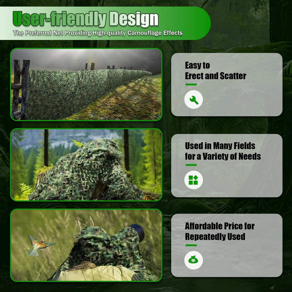 8x8M Foldable Camouflage Net – Lightweight Woodland Camo for Hunting, Survival, Photography & Outdoor Cover - AureliaAdventure
