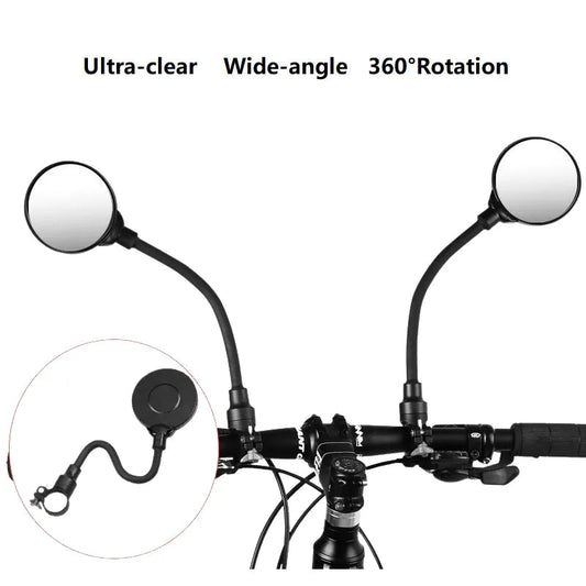 Bicycle Rearview Handlebar Mirrors 360 for Mountain Road Bike Motorcycle Bendable Hose Adjustable Rearview Mirror - AureliaAdventure
