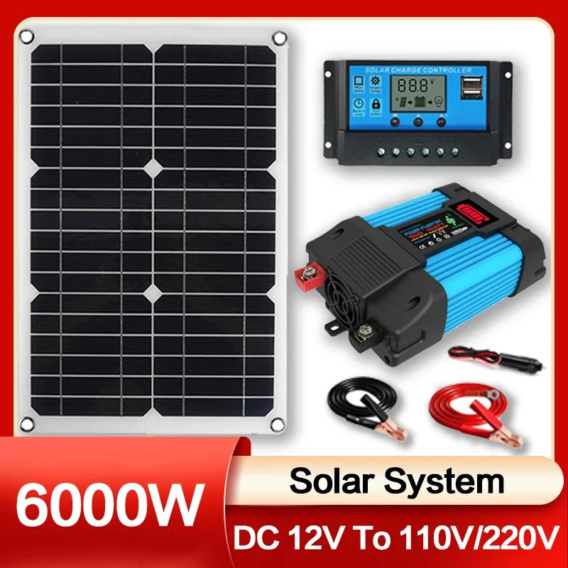 6000W Solar Power Generator Kit – 110V/220V with Controller - AureliaAdventure