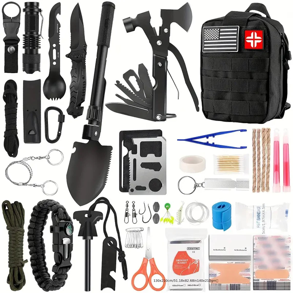 Outdoor Survival Kit – 15-in-1 Emergency Camping & First Aid Tool Set - AureliaAdventure