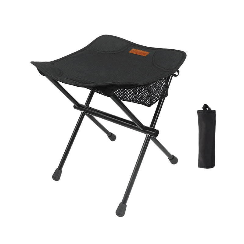 PACOONE Portable Folding Camping Stool – Lightweight Aluminum Alloy Chair with Storage Pocket - AureliaAdventure