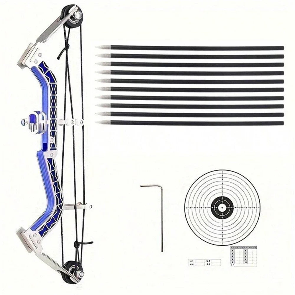 Mini Compound Bow Kit – Archery Practice Set with Arrows & Target - AureliaAdventure