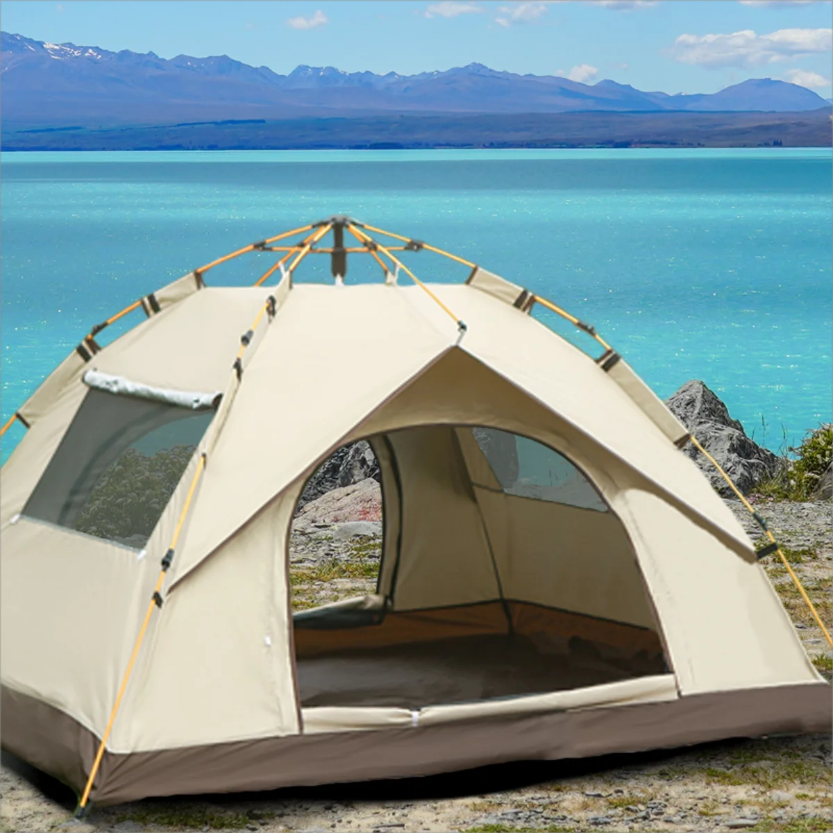 2-Person Camping Tent – Sunshade Outdoor Shelter with 2 Doors & 2 Windows for Travel & Self-Driving Adventures - AureliaAdventure