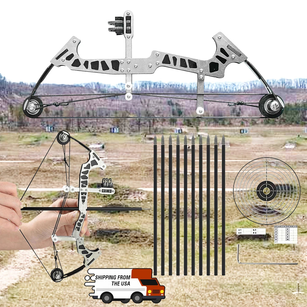 Mini Compound Bow Kit – Archery Practice Set with Arrows & Target - AureliaAdventure