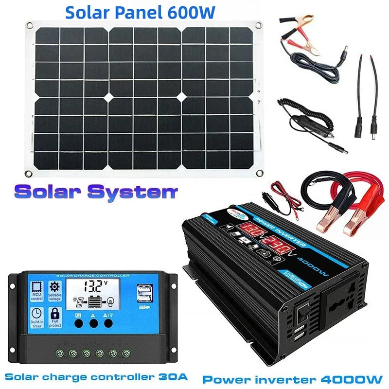 6000W Solar Power Generator Kit – 110V/220V with Controller - AureliaAdventure