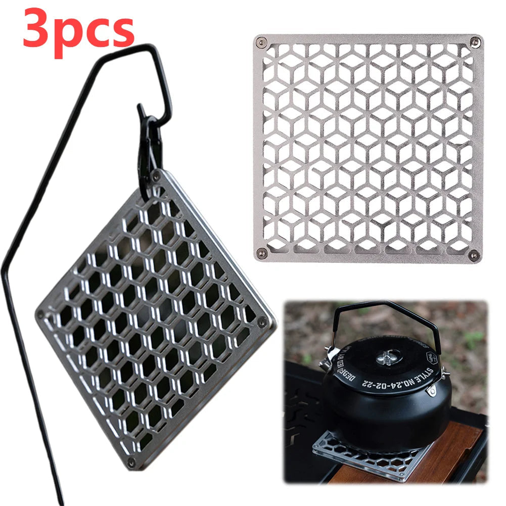 Aluminum Camping Heat-Resistant Mat – Double Layer Coaster for Hot Pots & Dishes - AureliaAdventure