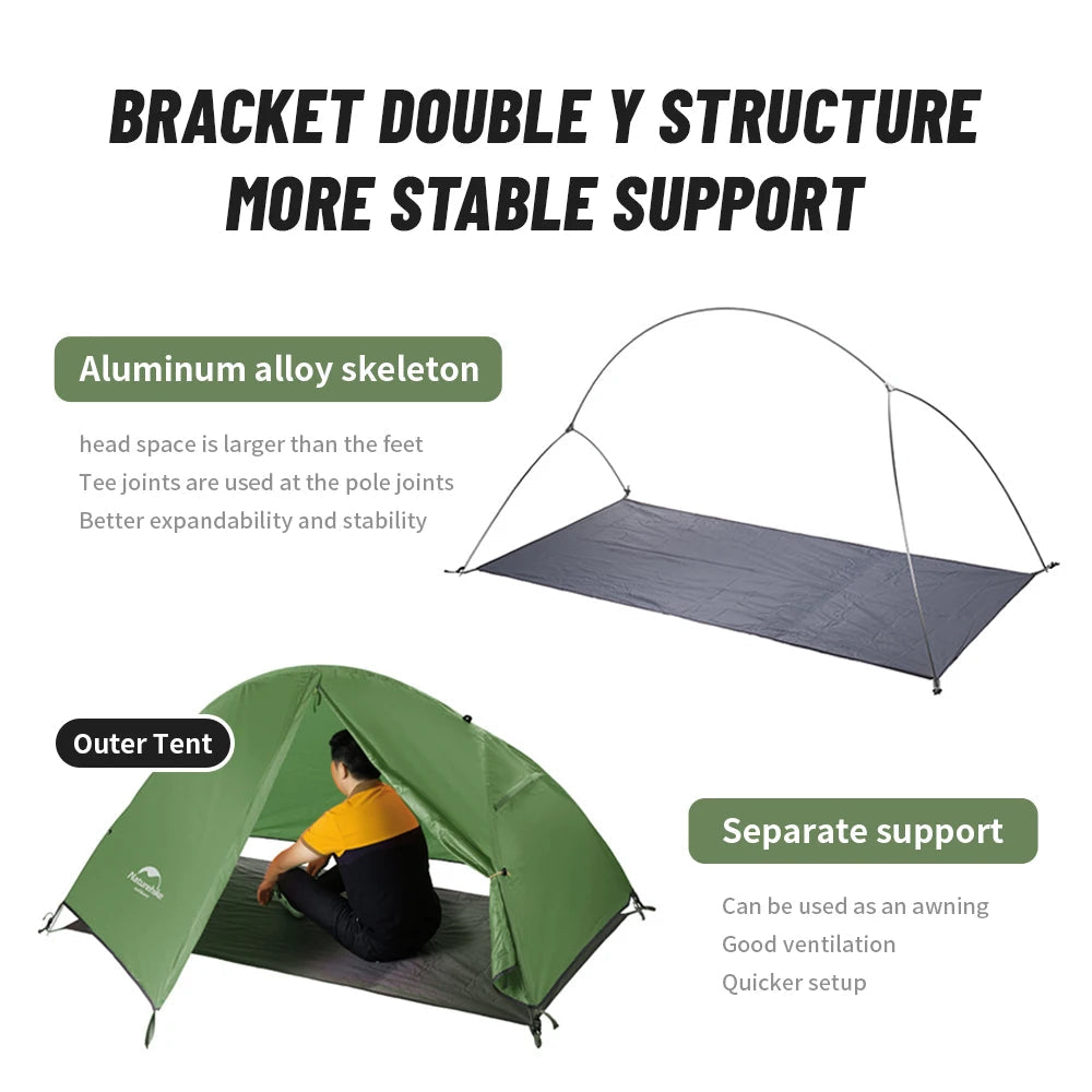 Ultralight 1-Person Backpacking Tent – 20D Nylon Waterproof Camping Shelter - AureliaAdventure
