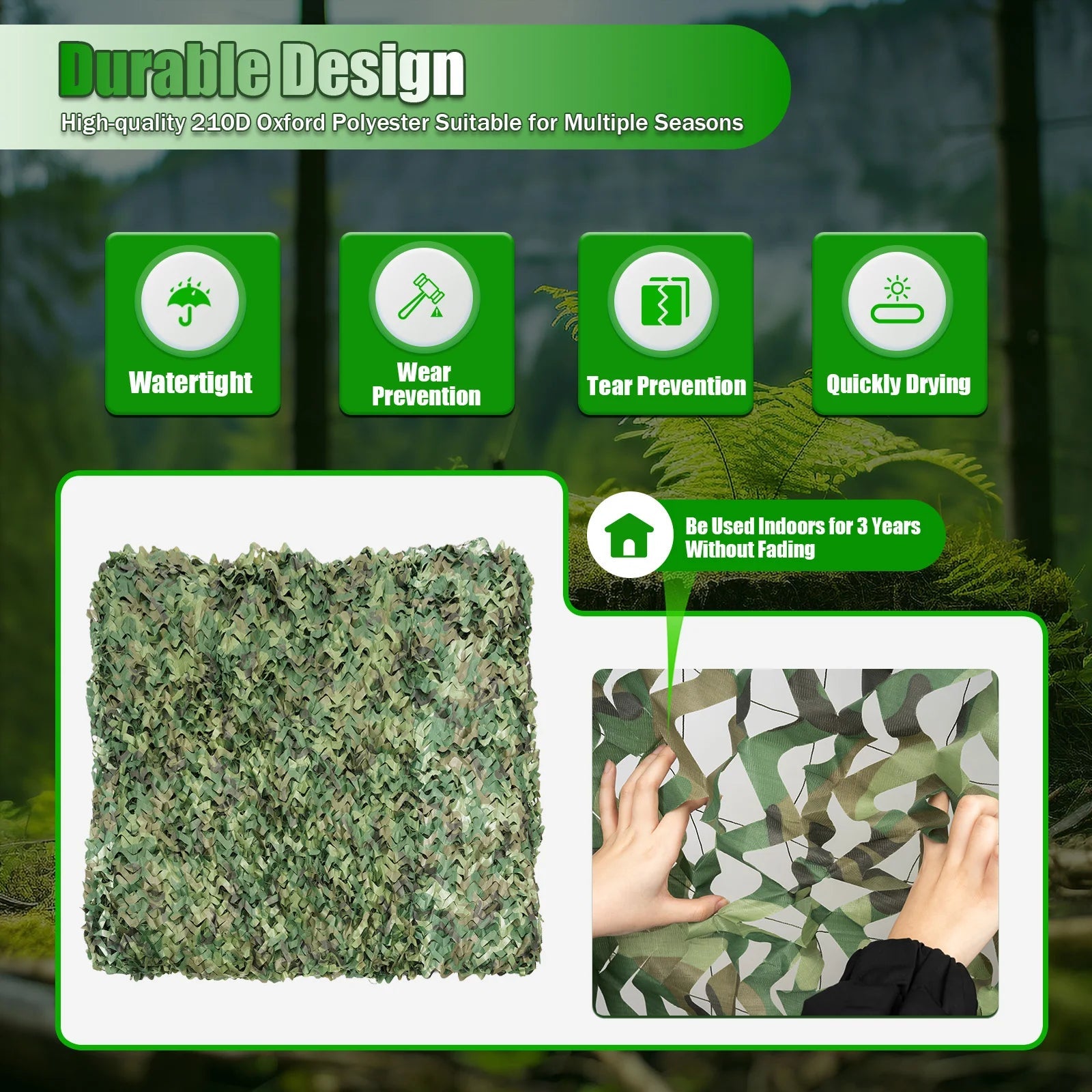 8x8M Foldable Camouflage Net – Lightweight Woodland Camo for Hunting, Survival, Photography & Outdoor Cover - AureliaAdventure