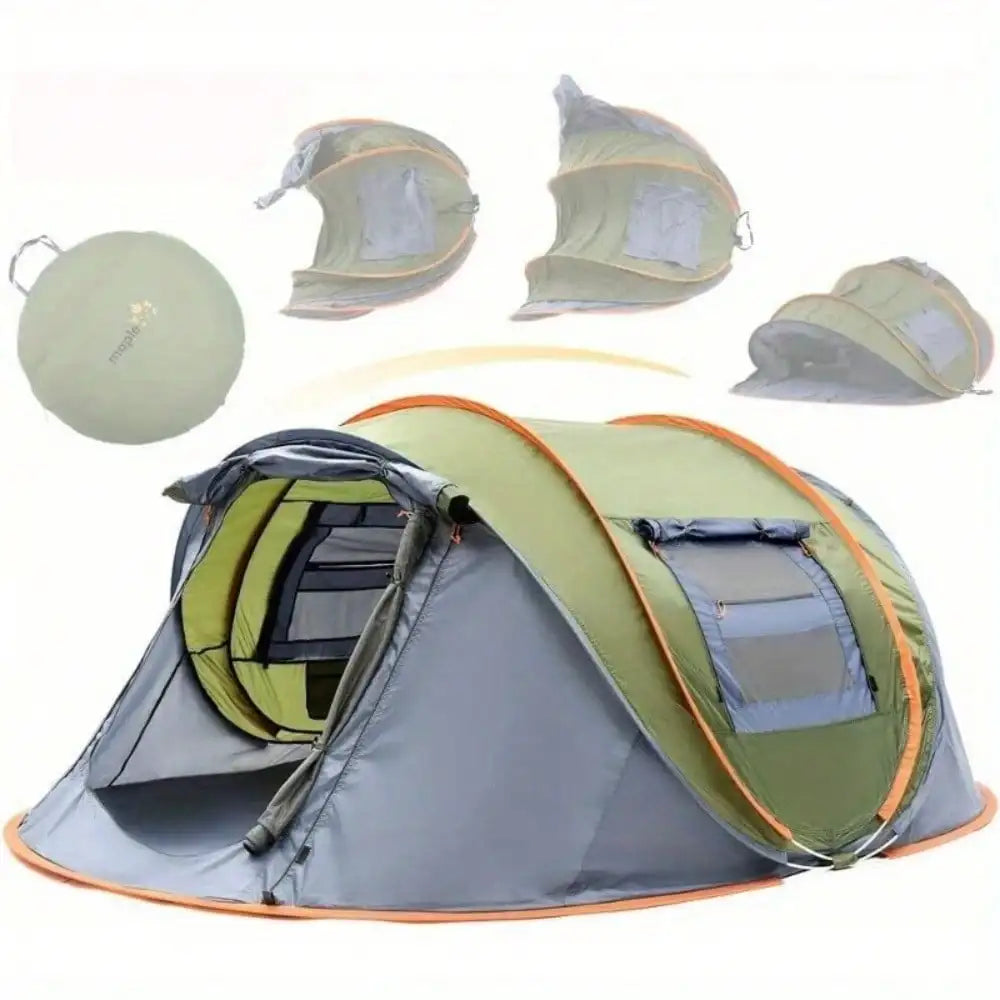 4-Person Pop-Up Camping Tent – Waterproof & UPF 50+ with Dual Doors - AureliaAdventure