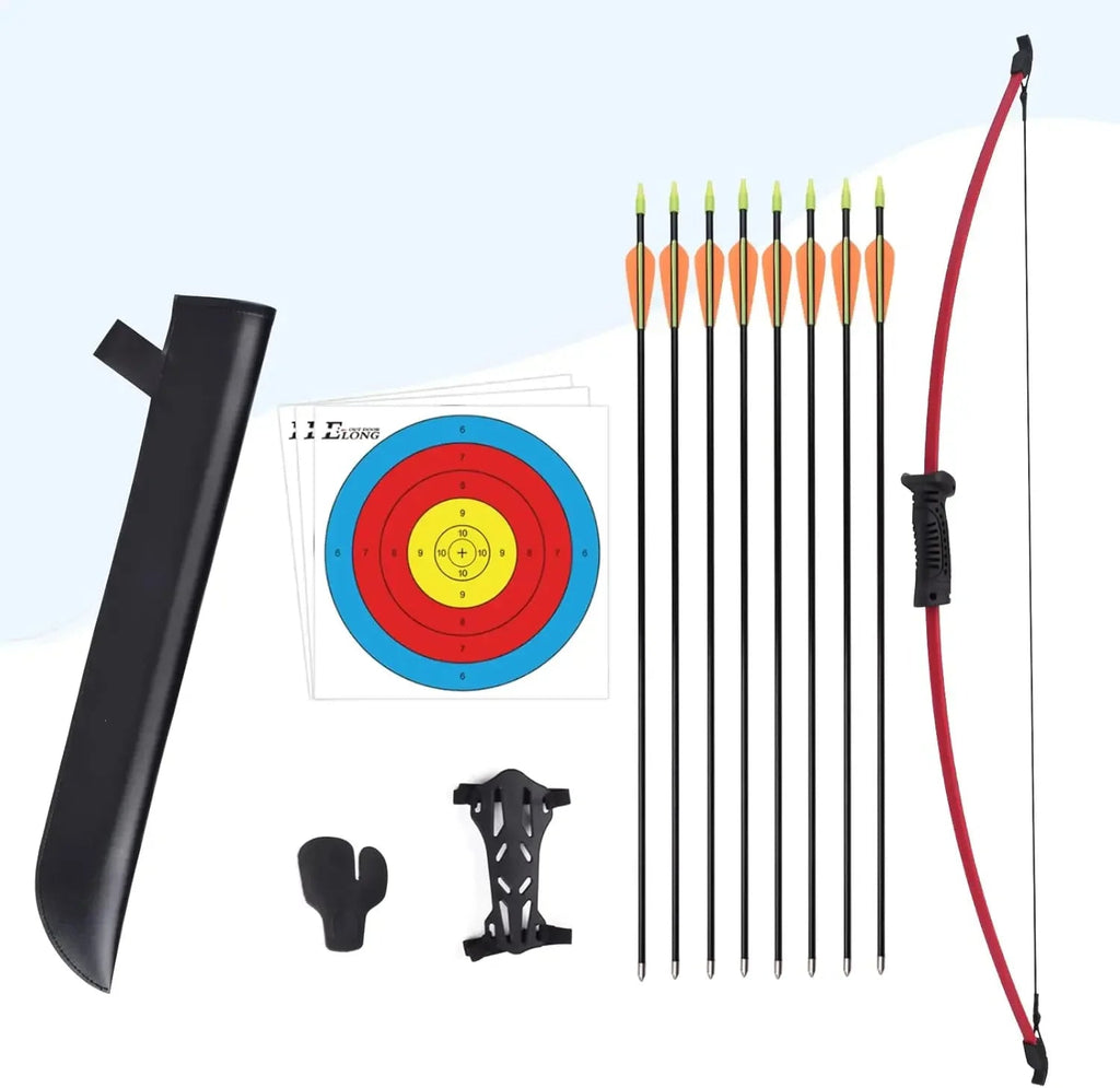 Recurve Bow and Arrow Set – Beginner Outdoor Archery Kit with 8 Arrows & Accessories - AureliaAdventure