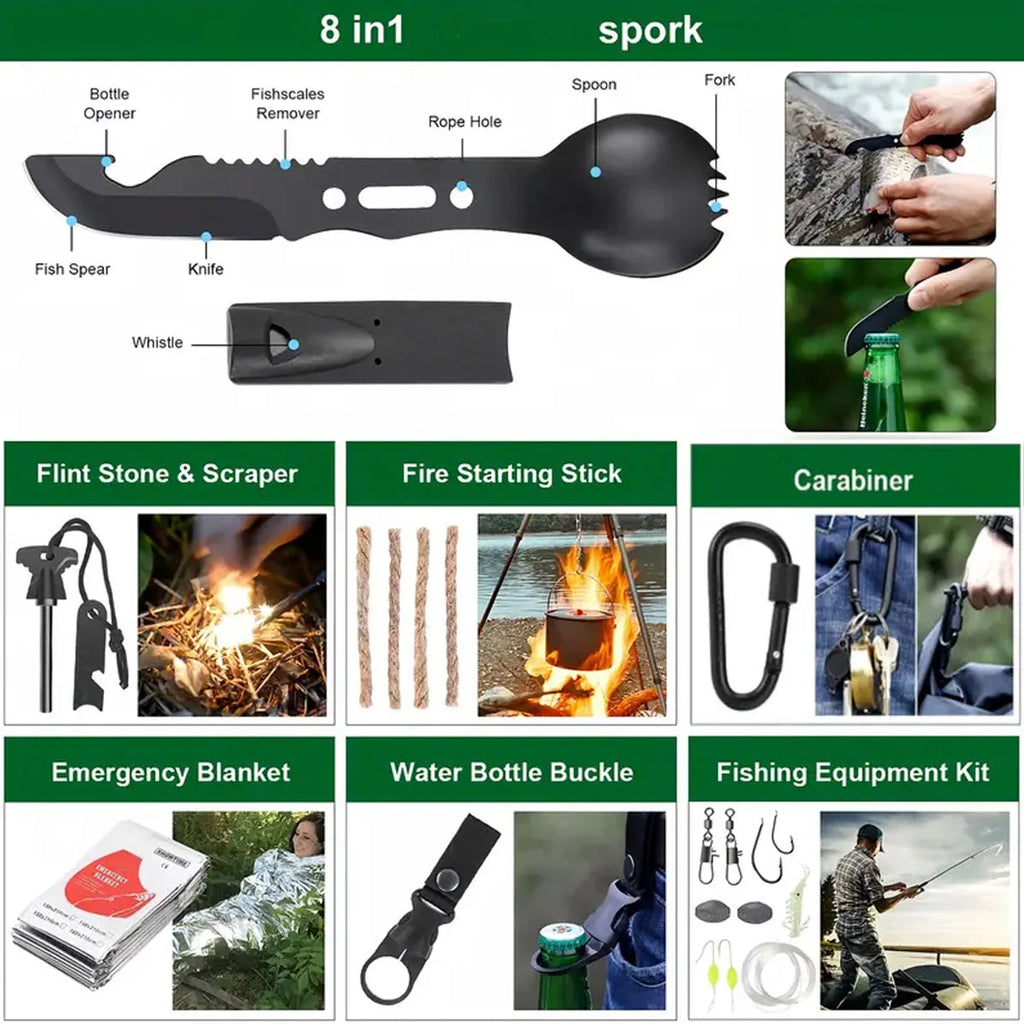 Outdoor Survival Kit – 15-in-1 Emergency Camping & First Aid Tool Set - AureliaAdventure