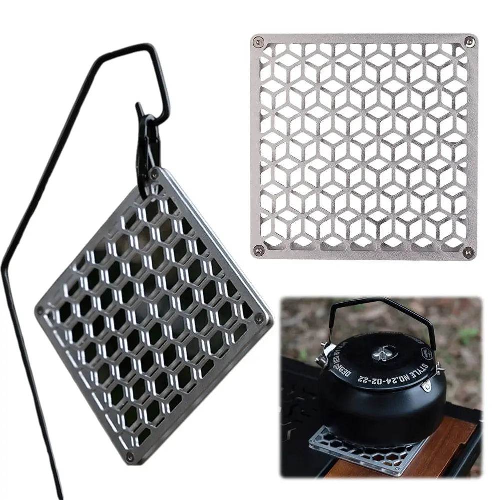 Aluminum Camping Heat-Resistant Mat – Double Layer Coaster for Hot Pots & Dishes - AureliaAdventure