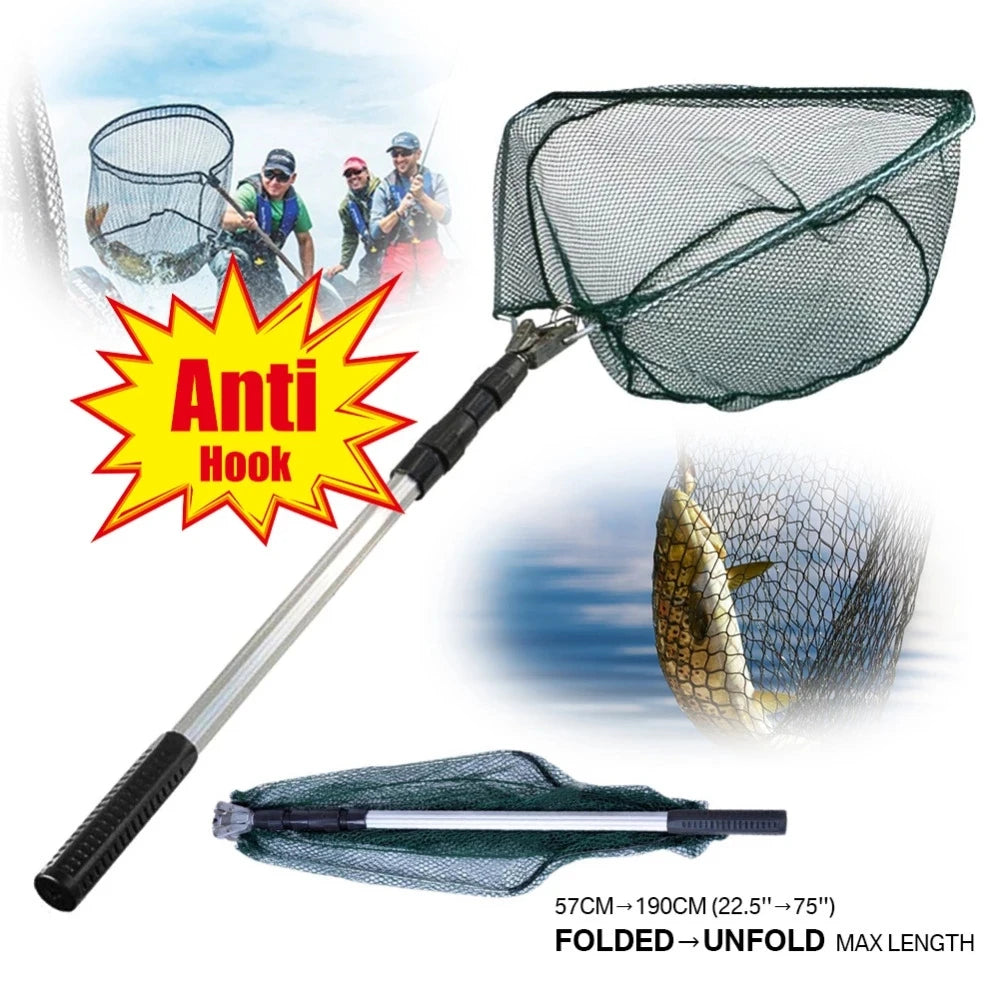 Telescopic Folding Landing Net – Extendable Fishing Net for Fly, Carp & Sea Fishing - AureliaAdventure