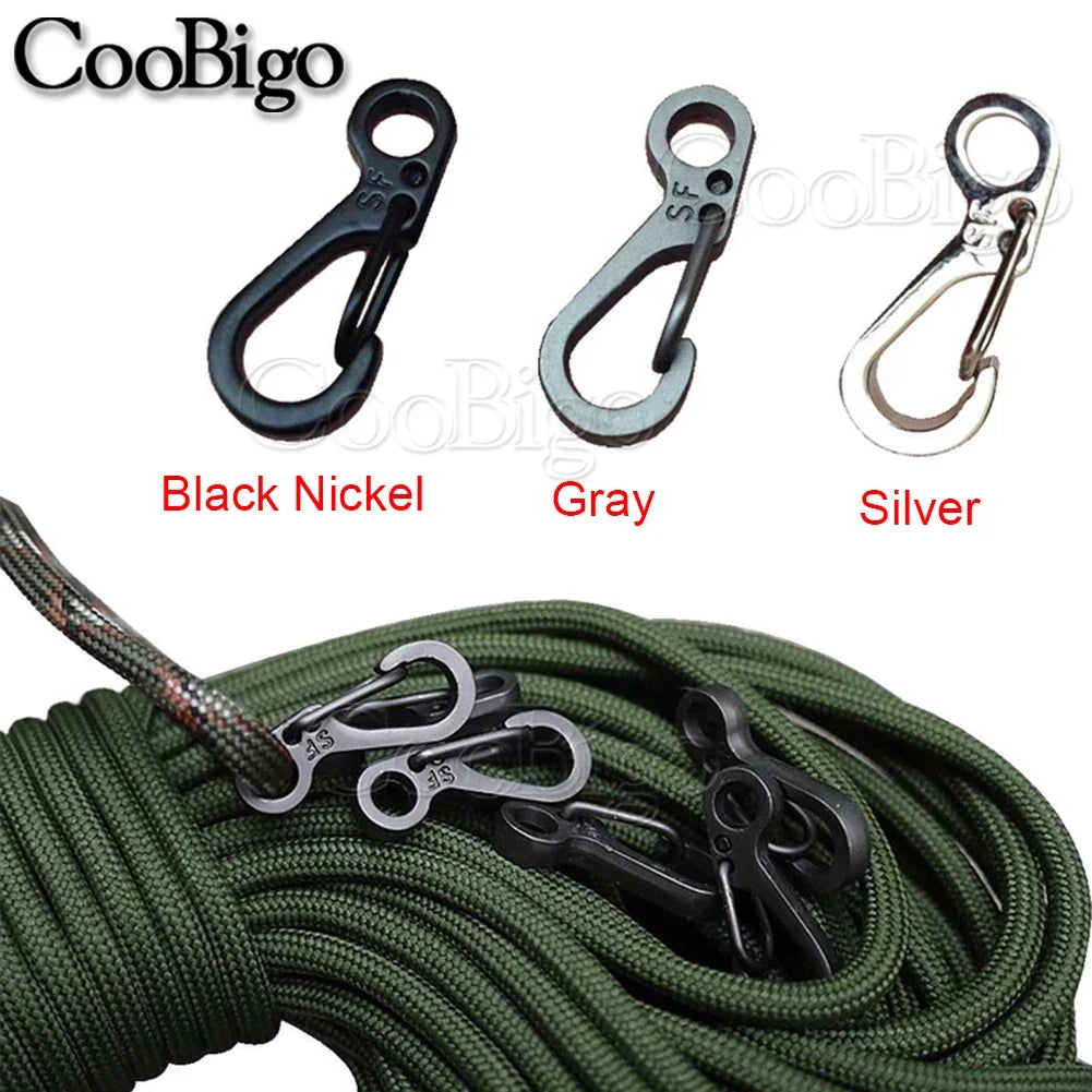 5-Pack Metal Snap Hook Clips – Spring Buckle Carabiners for Keychains, Paracord, Camping & DIY Gear - AureliaAdventure