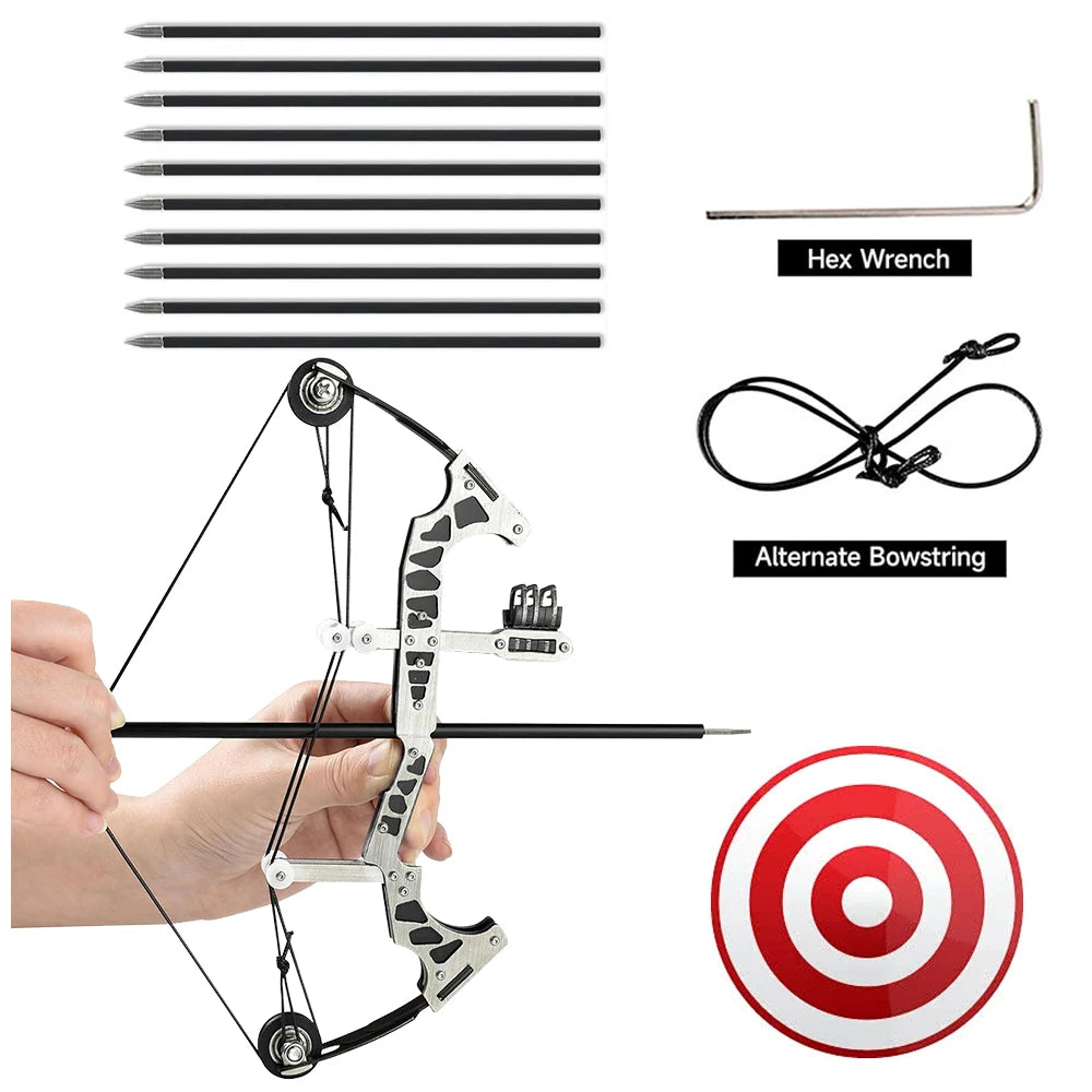 Mini Compound Bow Kit – Archery Practice Set with Arrows & Target - AureliaAdventure